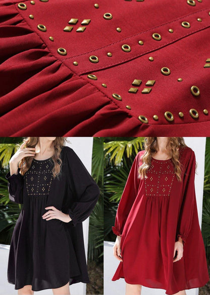 French Mulberry fashion Chiffon long sleeve Spring Vacation Dresses - SooLinen