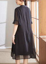 Load image into Gallery viewer, French Navy Print False Chiffon Two Pieces Dress Half Sleeve