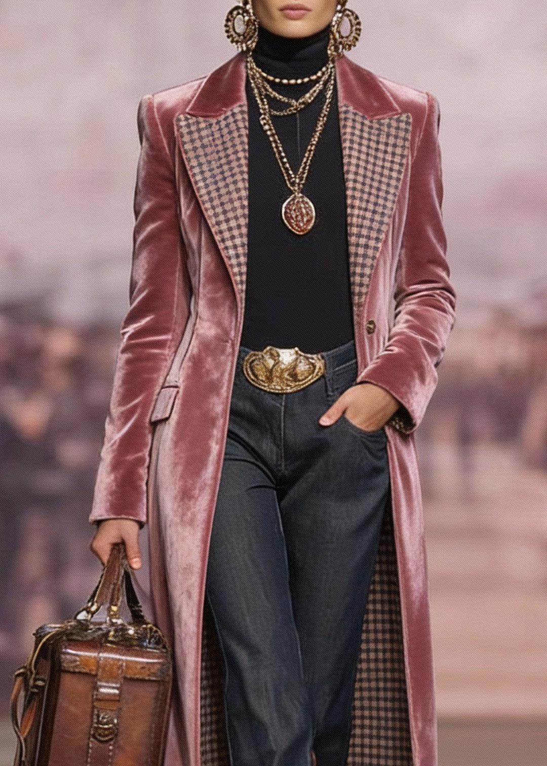 French Pink Peter Pan Collar Pockets Velvet Coats Spring