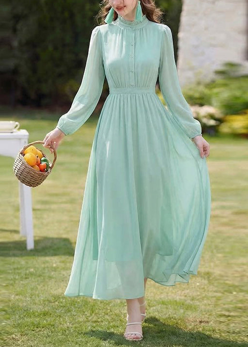 French Purple Ruffled Patchwork Chiffon Dress Long Sleeve
