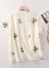 Load image into Gallery viewer, French Red Embroidered Button Linen Blouses Summer