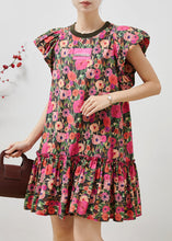 Load image into Gallery viewer, French Rose Floral Cotton Mini Dresses Petal Sleeve