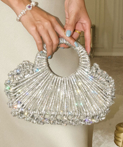 French Silver Hollow Out Zircon Light Luxury Wristlet Bag