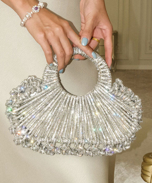 French Silver Hollow Out Zircon Light Luxury Wristlet Bag
