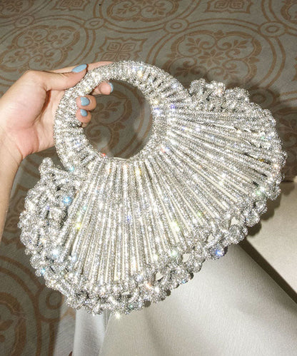 French Silver Hollow Out Zircon Light Luxury Wristlet Bag
