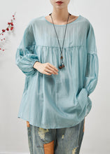 Load image into Gallery viewer, French Sky Blue Oversized Bow Cotton Blouse Top Summer