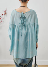 Load image into Gallery viewer, French Sky Blue Oversized Bow Cotton Blouse Top Summer