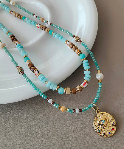 French Tianhe Stone Bead Light Luxury Titanium Steel Necklace Set