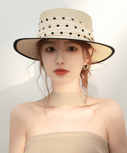 French Wave Point Vacation Style Beige Straw Woven Cloche Hat