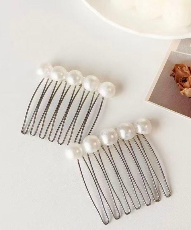 French White Alloy Pearl A Pair Hairpin