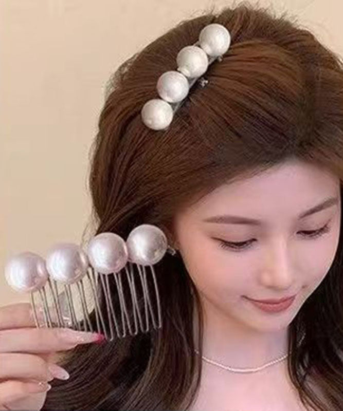 French White Alloy Pearl A Pair Hairpin