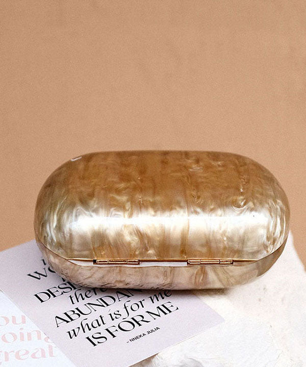 French White Chain Linked Acrylic Clip Evening Bag