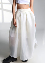 Load image into Gallery viewer, French White Drawstring High Waist Tulle Skirt Summer