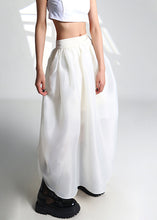 Load image into Gallery viewer, French White Drawstring High Waist Tulle Skirt Summer
