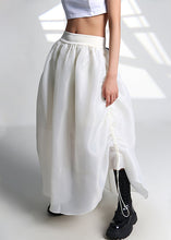Load image into Gallery viewer, French White Drawstring High Waist Tulle Skirt Summer