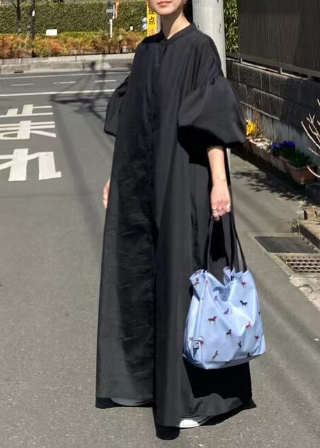 French White Oversized Cotton Shirt Dresses Lantern Sleeve