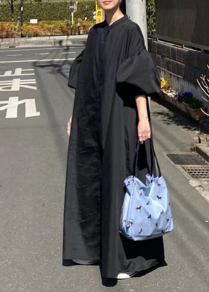 French White Oversized Cotton Shirt Dresses Lantern Sleeve