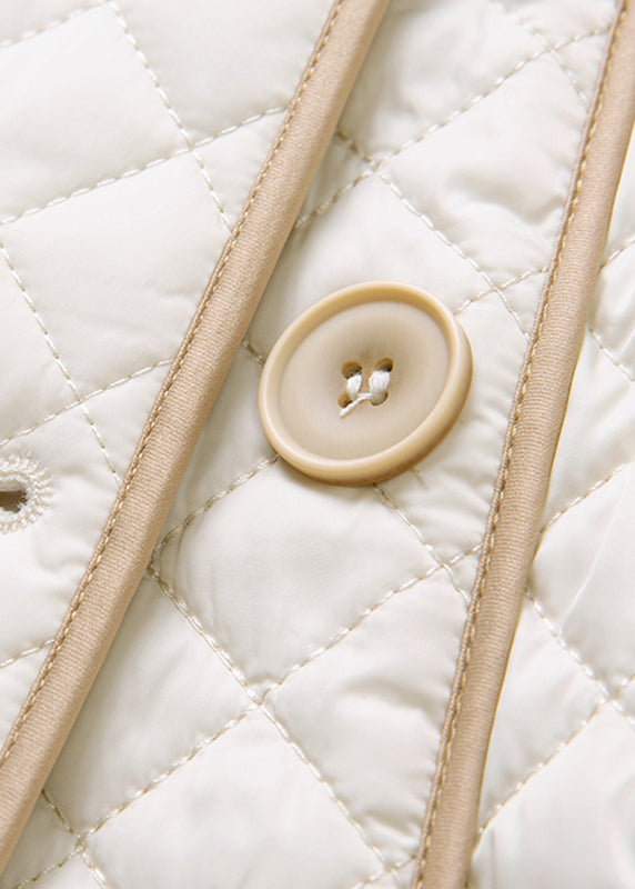 French White Peter Pan Collar Patchwork Button Parka Fall