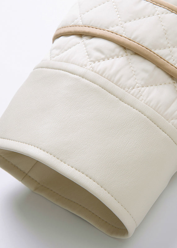 French White Peter Pan Collar Patchwork Button Parka Fall