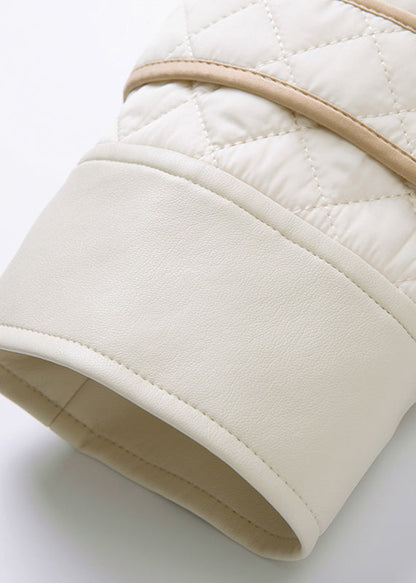 French White Peter Pan Collar Patchwork Button Parka Fall