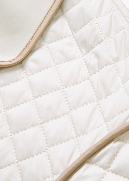 French White Peter Pan Collar Patchwork Button Parka Fall