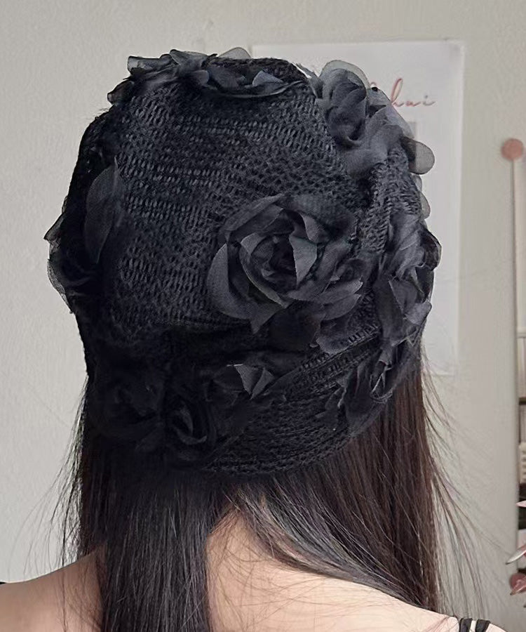 French White Rose Thin Breathable Knitted Boonie Hat