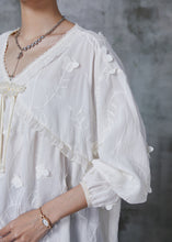 Load image into Gallery viewer, French White Tasseled Butterfly Cotton Top Summer