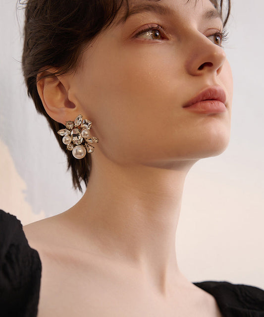 French White Zircon Fine Pearl Drop Earrings