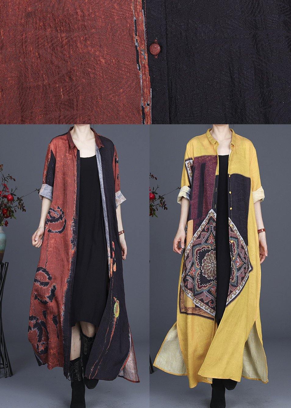 French Yellow Silk Long Spring Dress - SooLinen