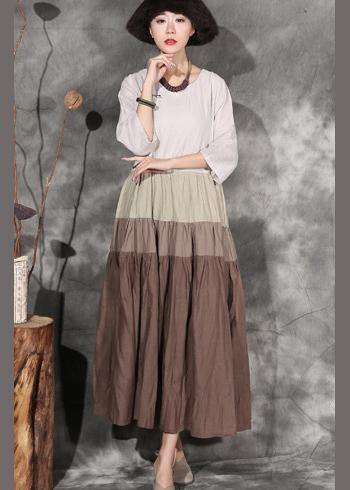 French beige big hem cotton clothes bracelet sleeved Art summer Dresses - SooLinen