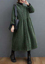 Load image into Gallery viewer, French blackish green corduroy coats Inspiration thick Cinched women coats ( Limited Stock)