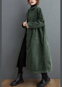 French blackish green corduroy coats Inspiration thick Cinched women coats ( Limited Stock)