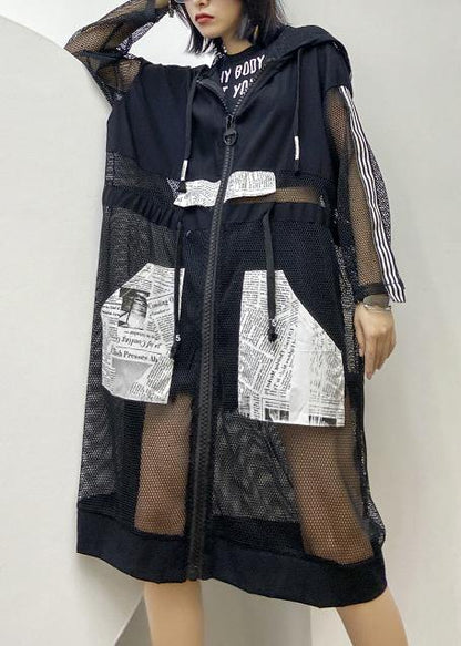 French hooded tulle fall dresses Fashion Ideas black Plus Size Dress - SooLinen