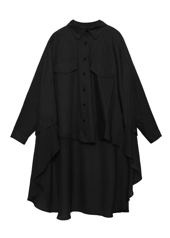 French lapel asymmetric tunics for women Neckline army green Dresses - SooLinen