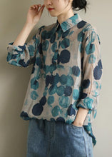 Load image into Gallery viewer, French lapel fall Tunic Wardrobes blue dotted blouses
