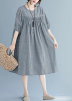 French o neck lantern sleeve clothes For Women pattern blue Dresses summer