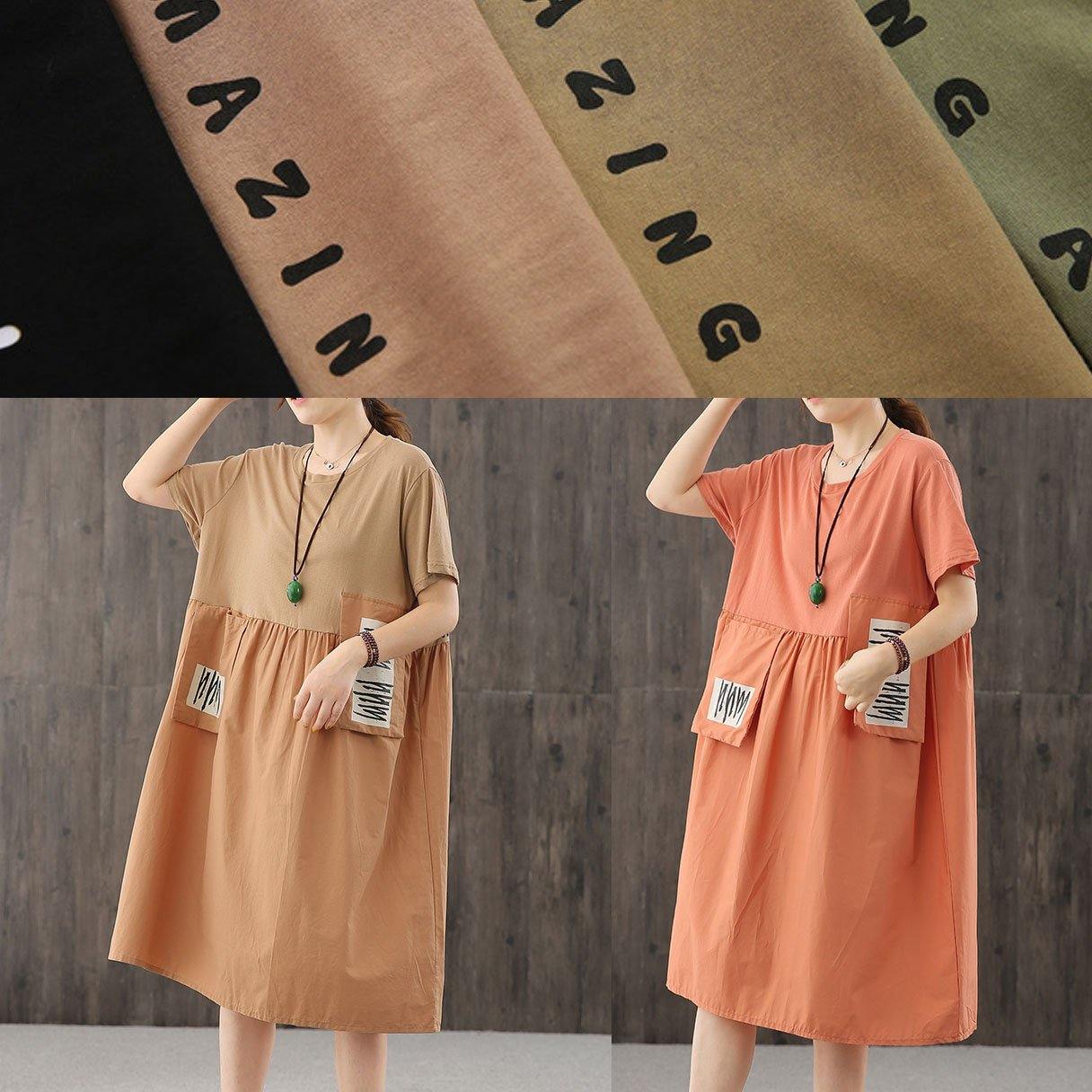 French o neck patchwork clothes Outfits light yellow Dresses - SooLinen