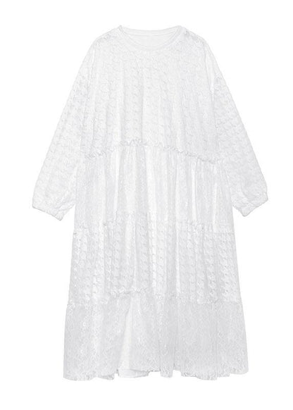 French o neck patchwork lace clothes Women Photography black long Dresses - SooLinen