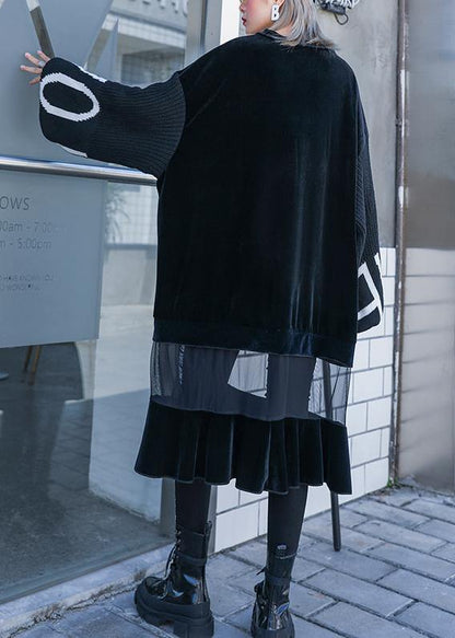 French patchwork tulle quilting clothes Sewing black Plus Size Dresses - SooLinen