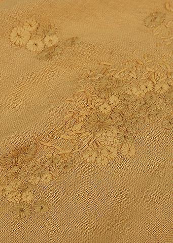 French yellow linen dresses side open linen robes v neck Dress - SooLinen