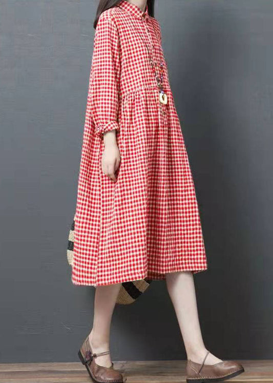 French Black Plaid Clothes Women Lapel Patchwork Traveling Dresses