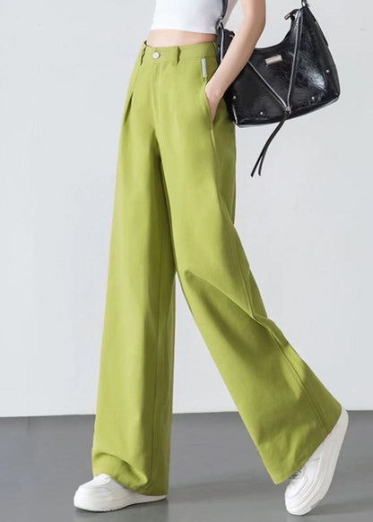 Fruit Green Denim Straight Pants High Waist Spring