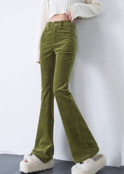 Fruit Green Silm Fit Corduroy Bell-bottom Trousers Spring