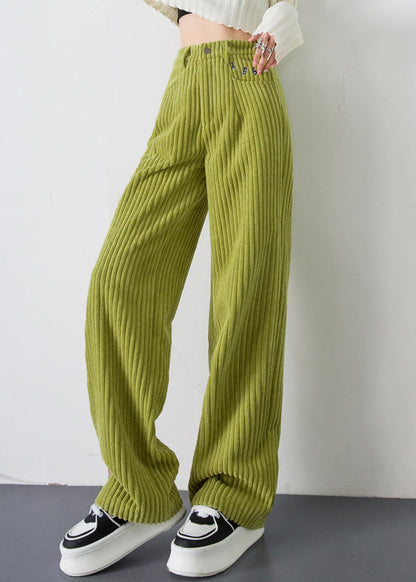 Fruit Green Velvet Wide Leg Pants Oversized Spring