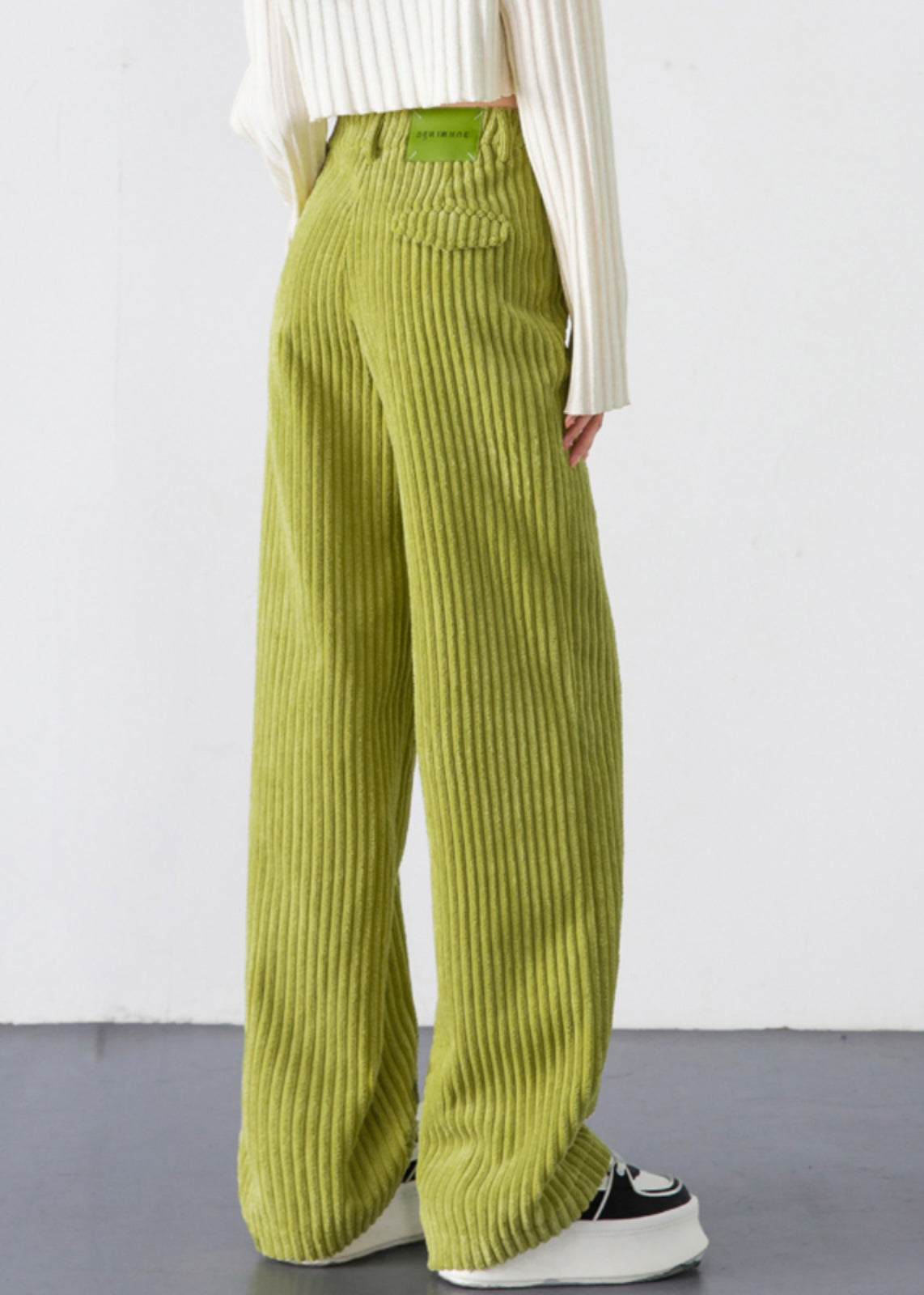 Fruit Green Velvet Wide Leg Pants Oversized Spring