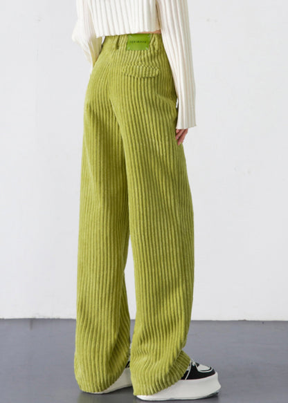 Fruit Green Velvet Wide Leg Pants Oversized Spring