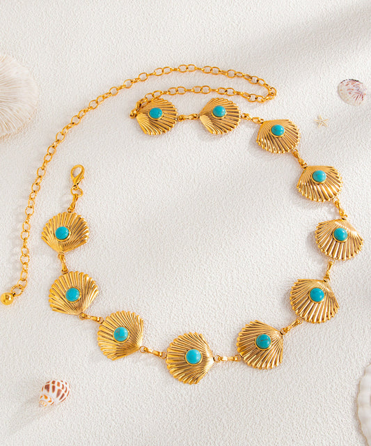 Gold Copper Alloy Turquoise Conch Scallop Body Chain