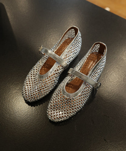 Gold Zircon Splicing Hollow Out Wedge Sandals