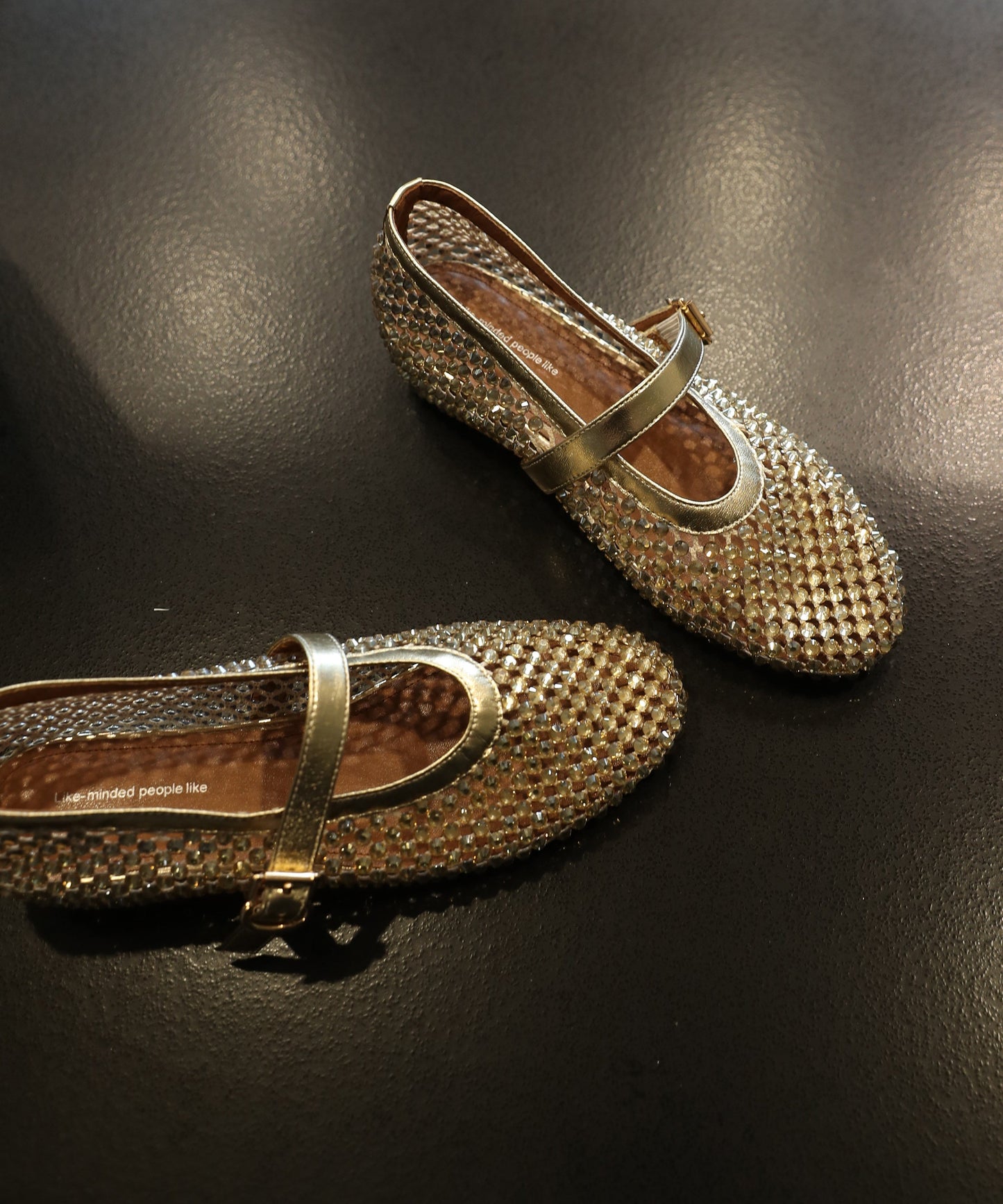 Gold Zircon Splicing Hollow Out Wedge Sandals