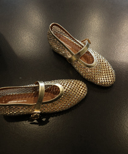 Gold Zircon Splicing Hollow Out Wedge Sandals
